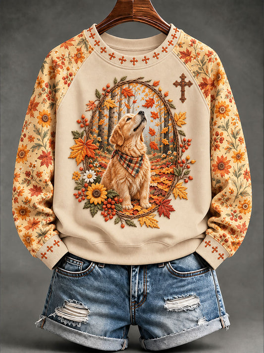 Women's Faith Autumn Animal Casual Raglan Sleeve Sweatshirt