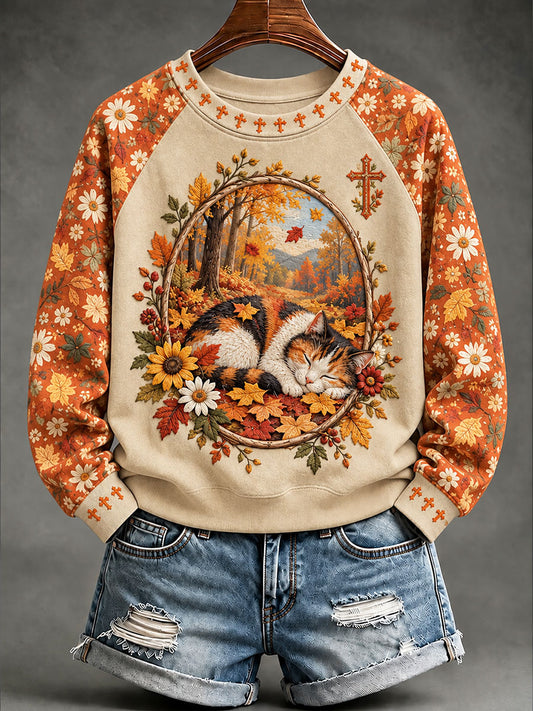 Women's Faith Autumn Animal Casual Raglan Sleeve Sweatshirt