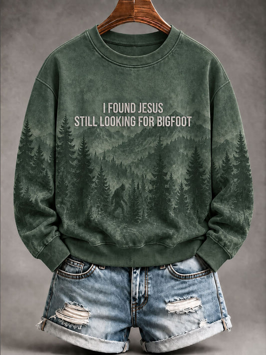 Women's 'I Found Jesus Still Looking For Bigfoot' Printed Casual Sweatshirt