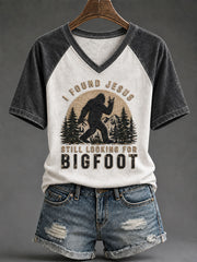 Women's 'I Found Jesus, Still Looking For Bigfoot' Printed Casual T-Shirt