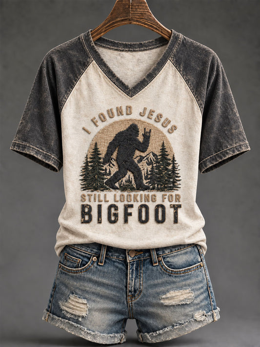 Women's 'I Found Jesus, Still Looking For Bigfoot' Printed Casual T-Shirt