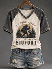 Women's 'I Found Jesus, Still Looking For Bigfoot' Printed Casual T-Shirt