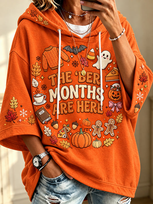 Women's Vintage The 'ber Months Are Here Print Cozy Hoodie