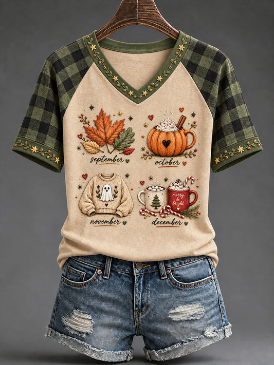 Women's Seasonal & Holiday Casual T-Shirt with Fun Prints (Autumn/Winter)