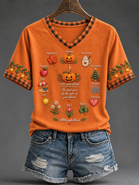 Women's Seasonal & Holiday Casual T-Shirt with Fun Prints (Autumn/Winter)
