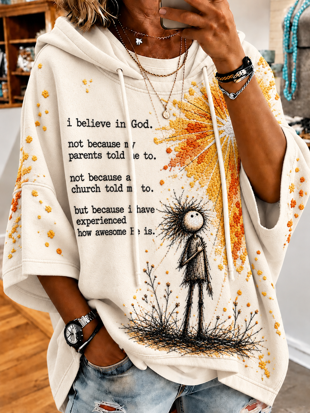 Women’s Inspirational Belief Short-Sleeve Hoodie