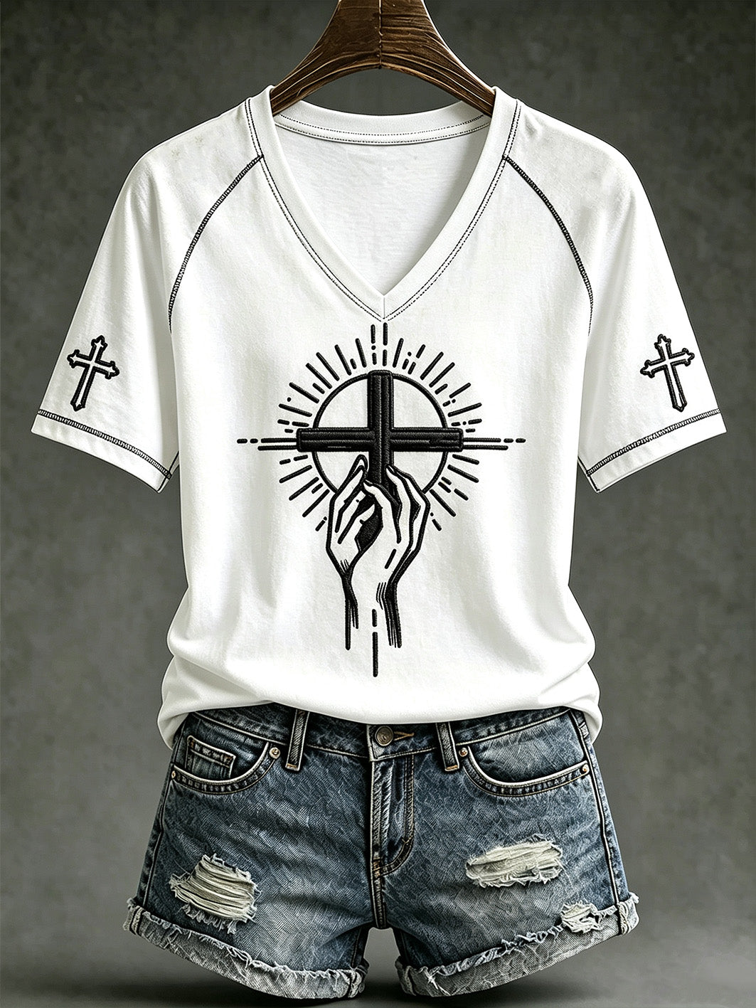 Women's faith theme pattern printed casual short-sleeve T-shirt