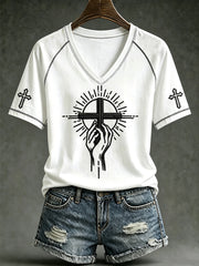Women's faith theme pattern printed casual short-sleeve T-shirt