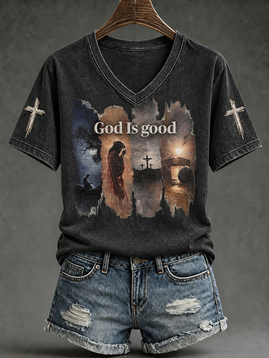 Women's faith theme pattern printed casual short-sleeve T-shirt