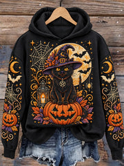 Women's Halloween Witch Cat Regular Sweatshirt