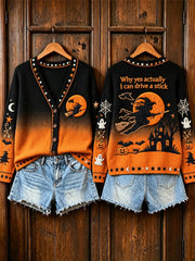 Women's Halloween Witch Why Yes Actually I Can Drive A Stick  Cardigan