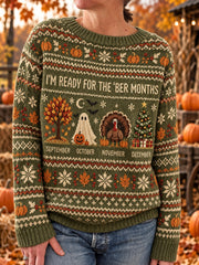 Women's Vintage I'm Ready For The 'ber Months Print Long-sleeved Sweater