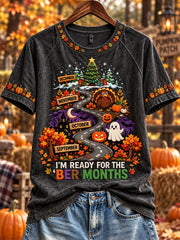 Women's Vintage I'm Ready For The 'ber Months Print Short Sleeve T-shirt