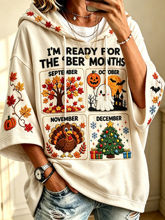 Women's Vintage I'm Ready For The 'ber Months Print Comfy Hoodie