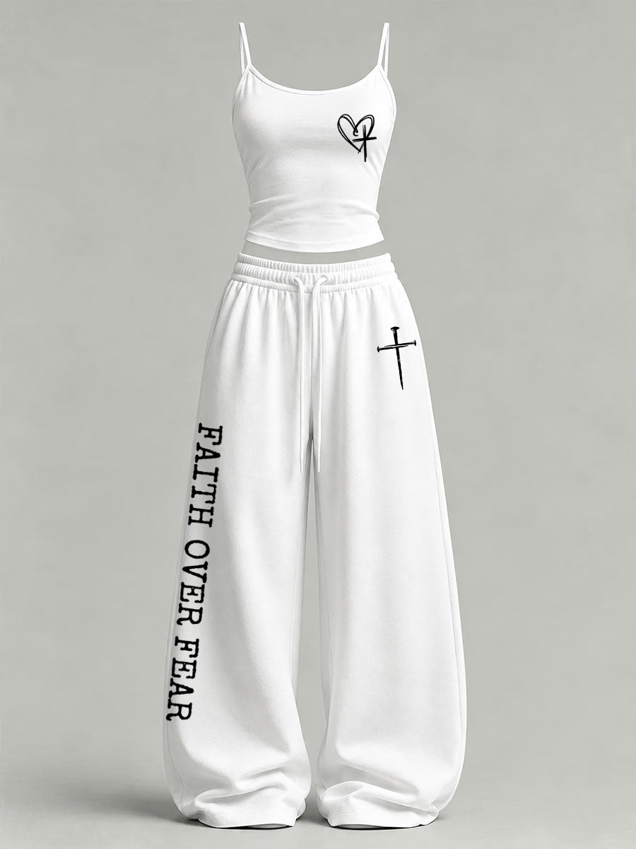 Women's 'Faith Over Fear' Printed Casual Set
