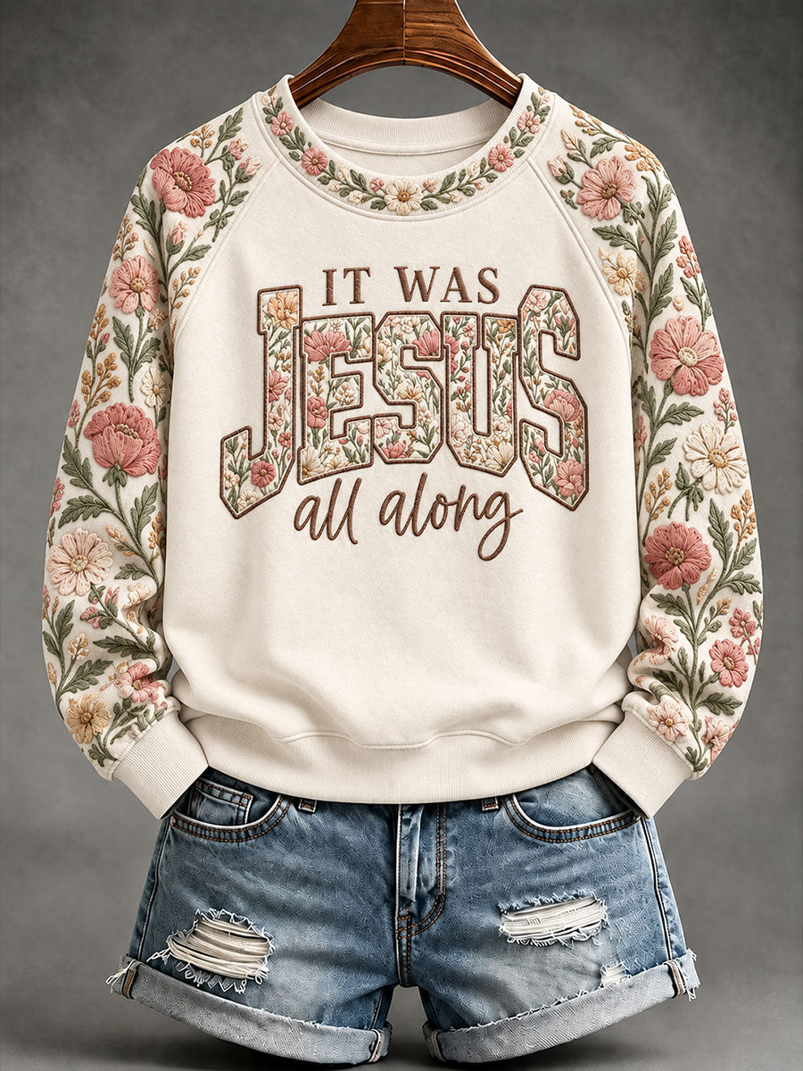 Women's Jesus Print Casual Sweatshirt