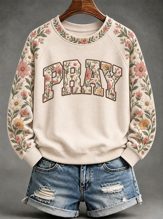 Women's PRAY Print Casual Sweatshirt
