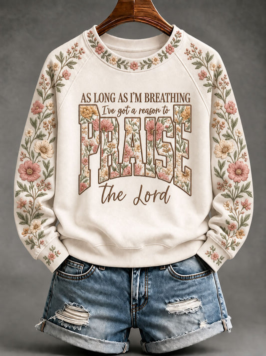 Women's 'Praise the Lord' Printed Casual Sweatshirt