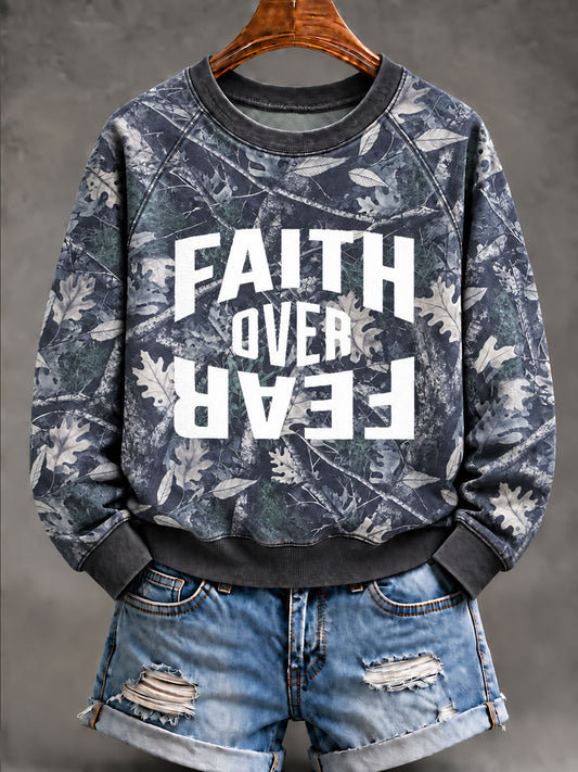 Women's Faith Over Fear Raglan Sleeve Sweatshirt