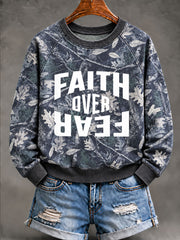 Women's Faith Over Fear Raglan Sleeve Sweatshirt