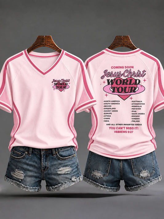 Women's "Jesus Christ World Tour" Faith Print Casual T-Shirt