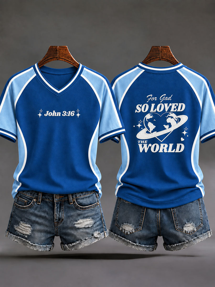 Women's "For God So Loved The World" Faith Print Casual T-Shirt