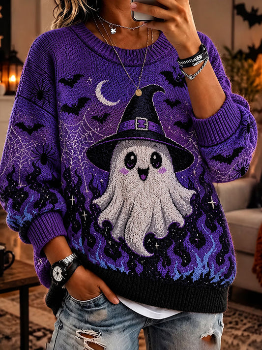 Women's Halloween Ghost Crew Neck Sweater