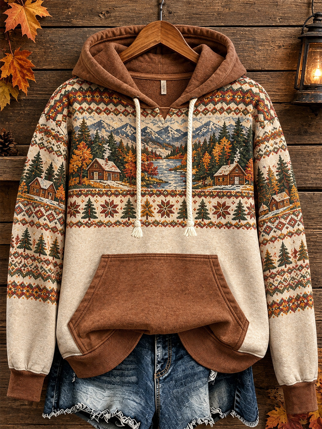 Women's autumn element pattern design casual hoodie