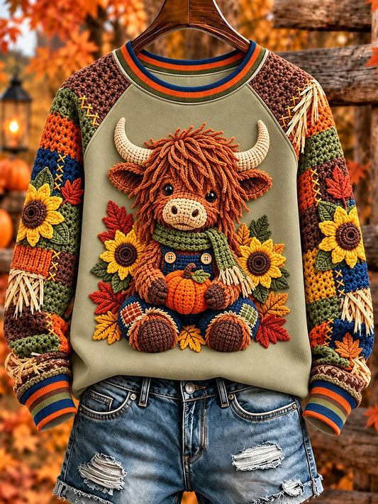 Women's Autumn Highland Cow Sweatshirts
