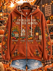 Women's autumn and winter pattern print design casual zip-up hoodie