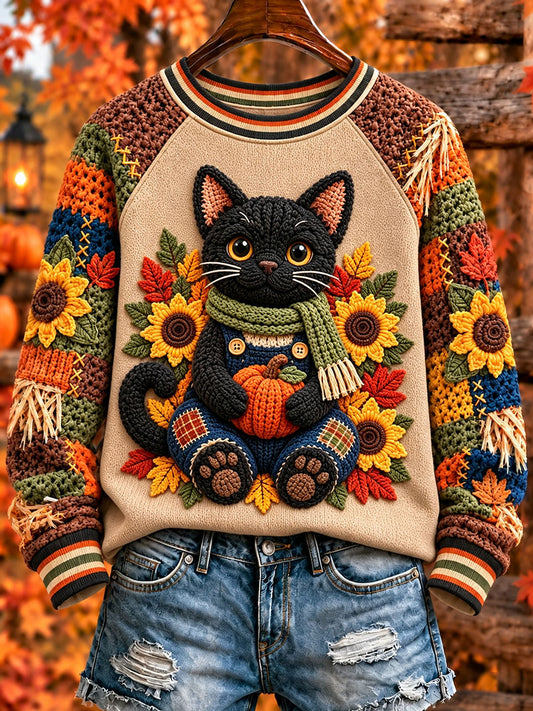 Women's Autumn Black Cat Sweatshirts