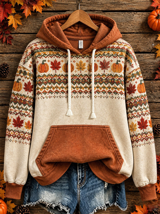 Women's autumn element pattern design casual hoodie