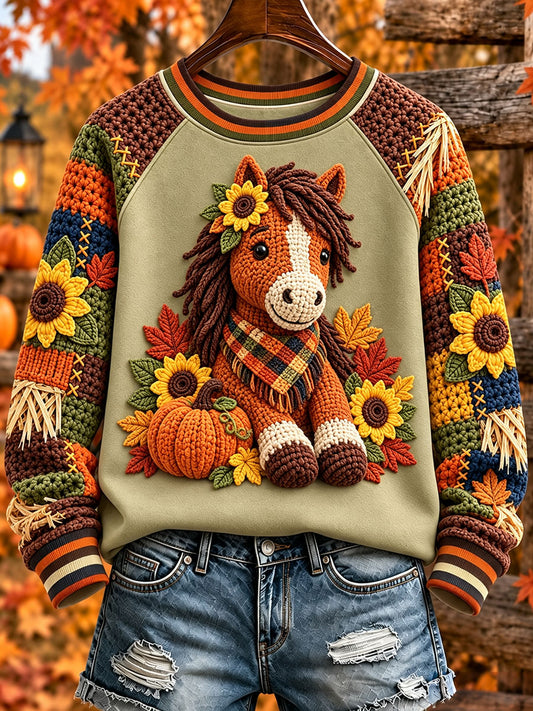 Women's Autumn Horse-Print Sweatshirts