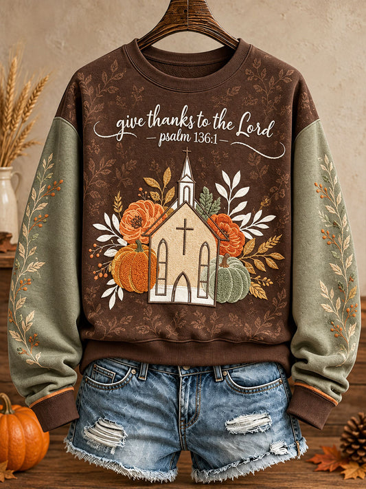 Women's Thanksgiving Faith Lover Art Printed Sweatshirt