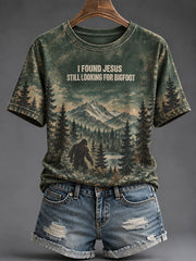 Women's "I Found Jesus Still Looking For Bigfoot" T-shirt