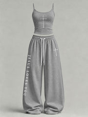 Women's 'Jesus Loves You' Printed Casual Set