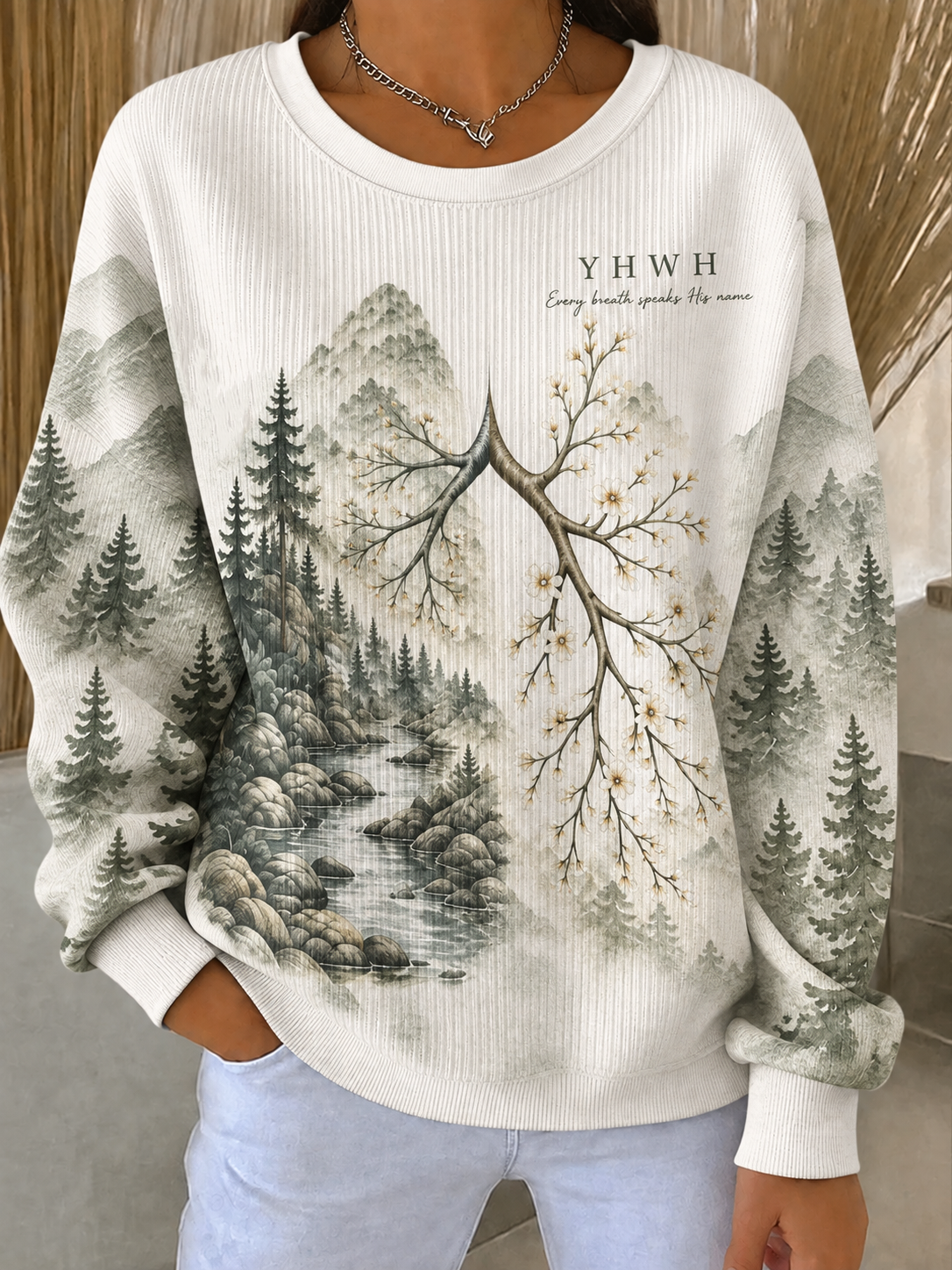 Women's Faith Ribbed Round-Neck Sweatshirt