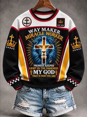 Women's Christian Waymaker Miracle Worker Promise Keeper Regular Sweatshirt