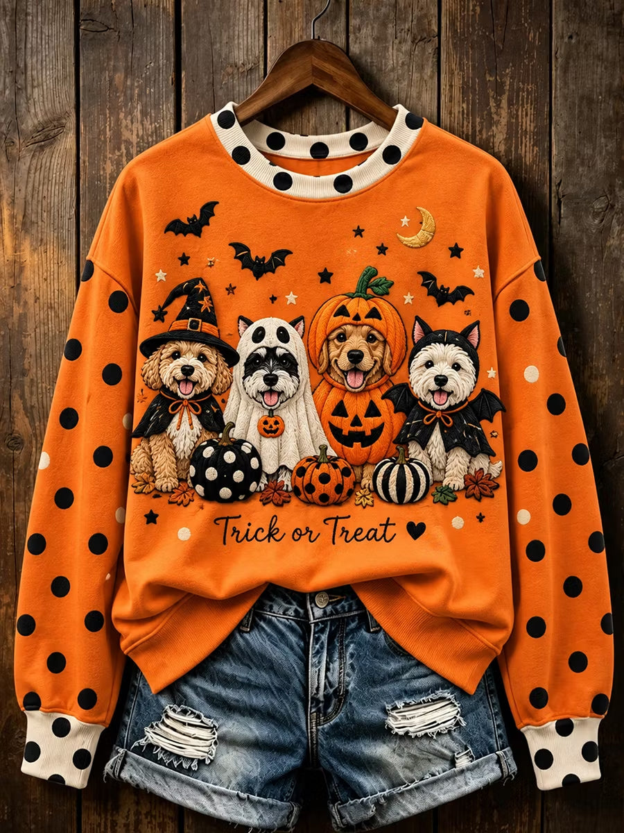 Women's Funny Halloween Witch Art Print Casual Sweatshirt