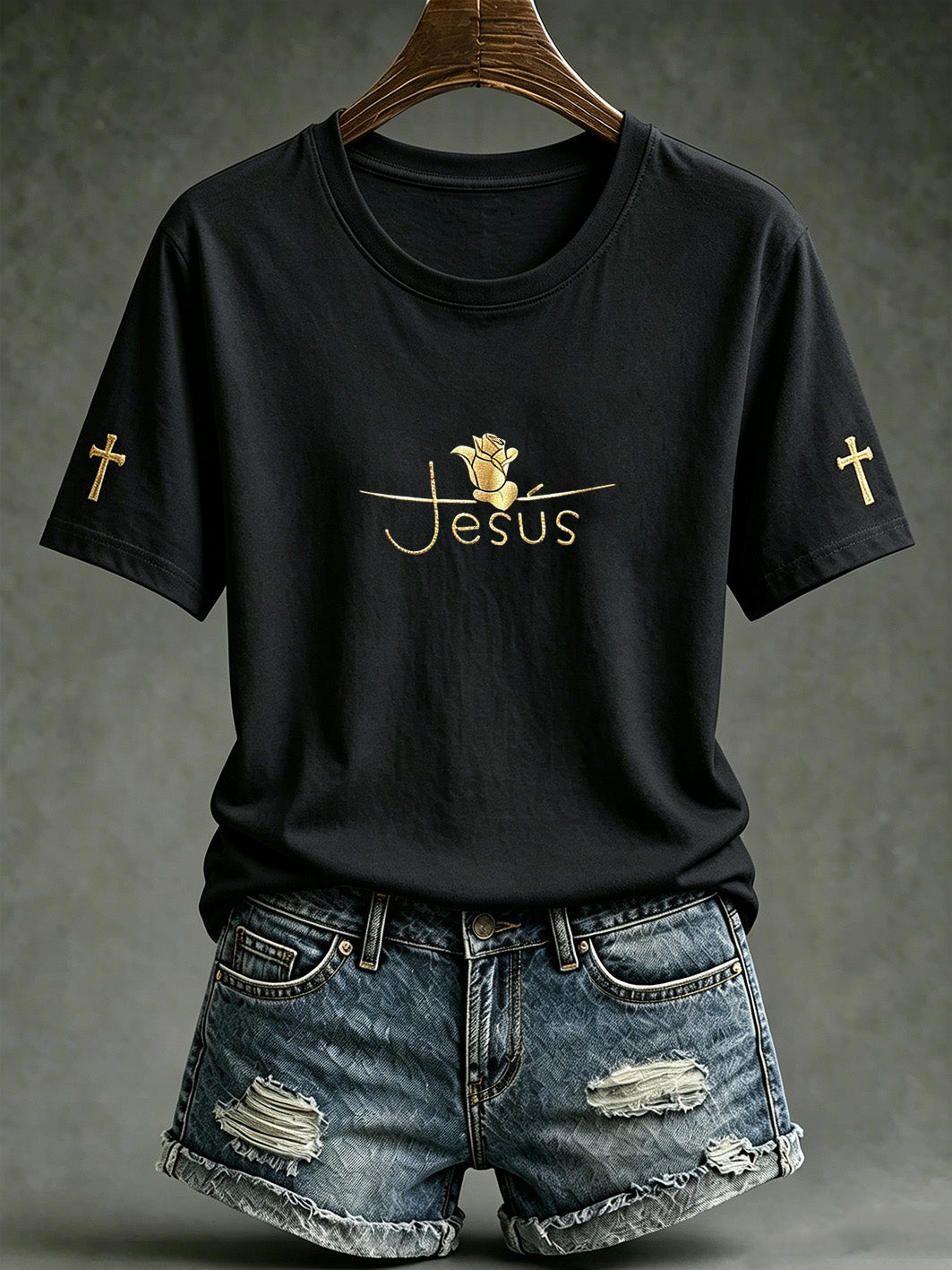 Women's faith theme pattern printed casual short-sleeve T-shirt