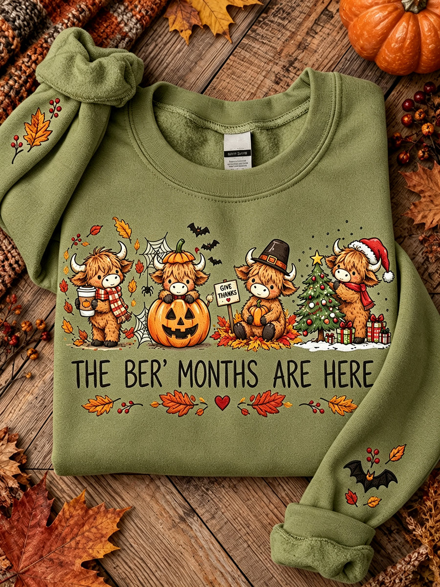 Women's Vintage The 'ber Months Are Here Print Comfy Sweatshirt
