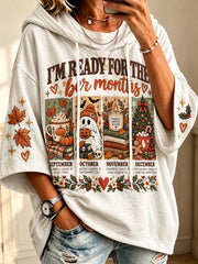 Women's Vintage I'm Ready For The 'ber Months Print Comfy Hoodie