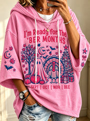 Women's Vintage I'm Ready For The 'ber Months Print Comfy Hoodie