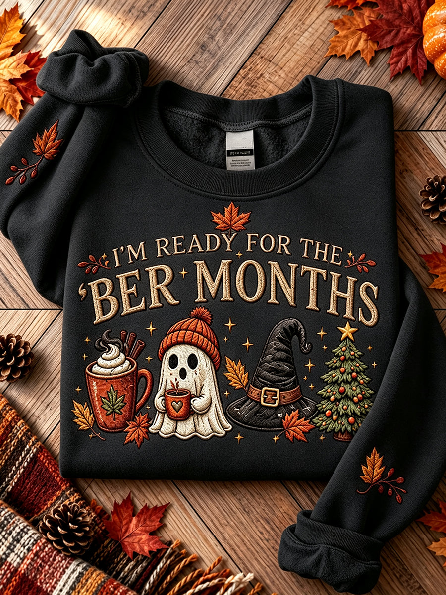 Women's Vintage I'm Ready For The 'ber Months Print Comfy Sweatshirt