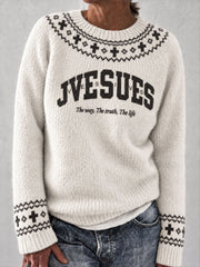 Women's "Jesus Is The Way, the Truth, the Life" Faith Print Casual Sweater