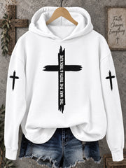 Women's Jesus The Way The Truth The Life Cross Faith Casual Hoodie