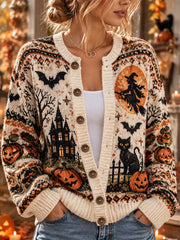 Women's Halloween Print Cardigan-Style Top