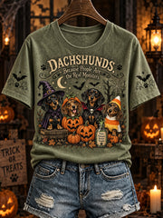 Women's Halloween Costume Dog Pattern Design Casual Short-sleeved T-shirt