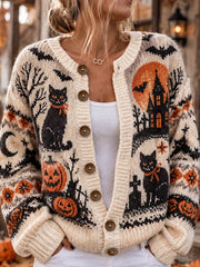 Women's Halloween Print Cardigan-Style Top