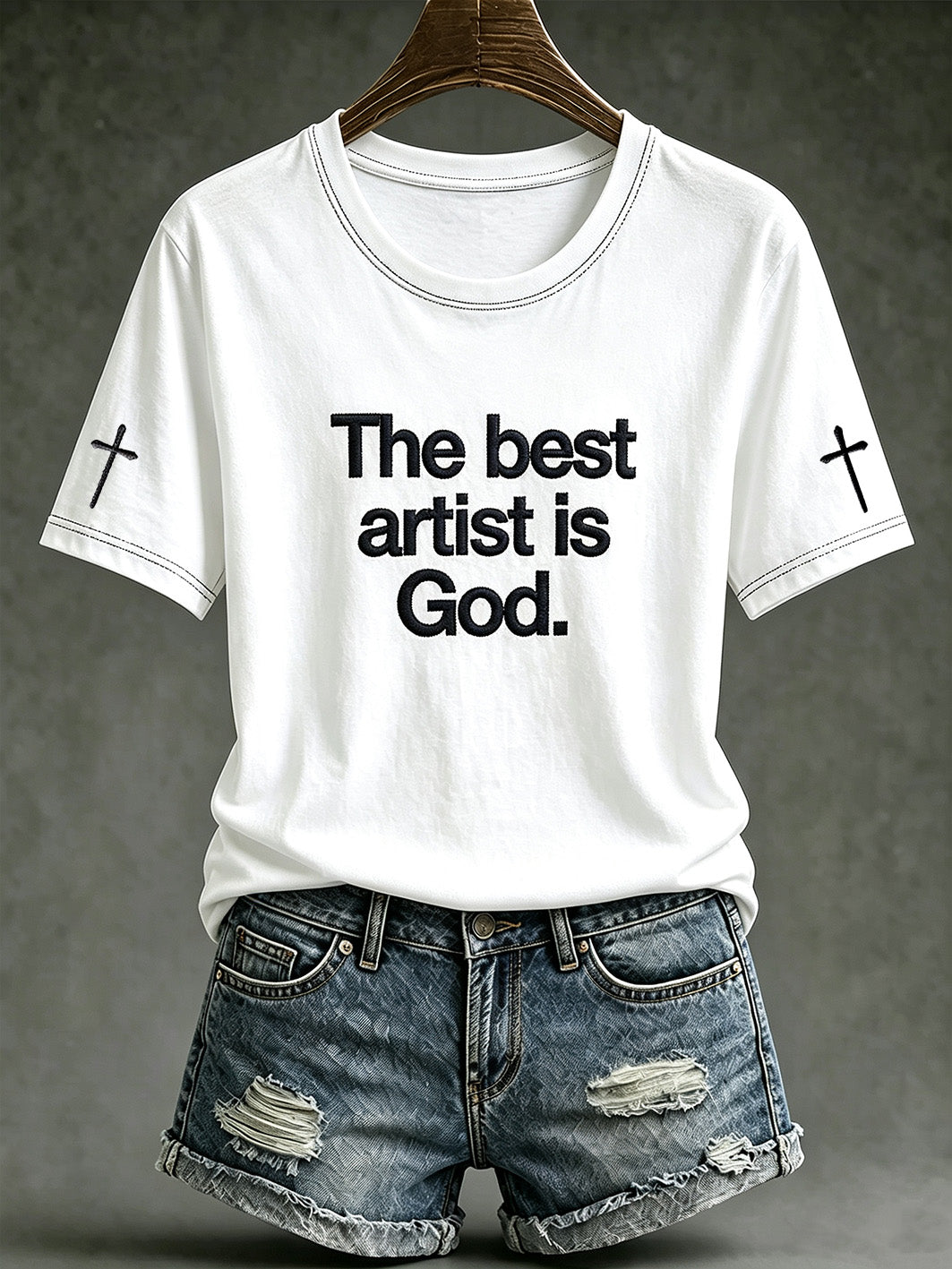 Women's faith-themed pattern print casual short-sleeve T-shirt